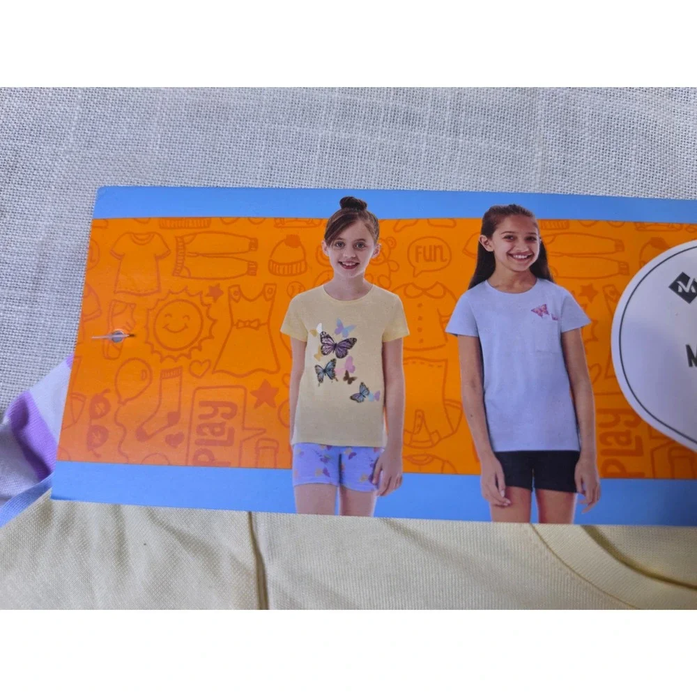 Members Mark Girls 3 Pack My Favorite Tees Butterfly Striped Shirts Size 6 6X